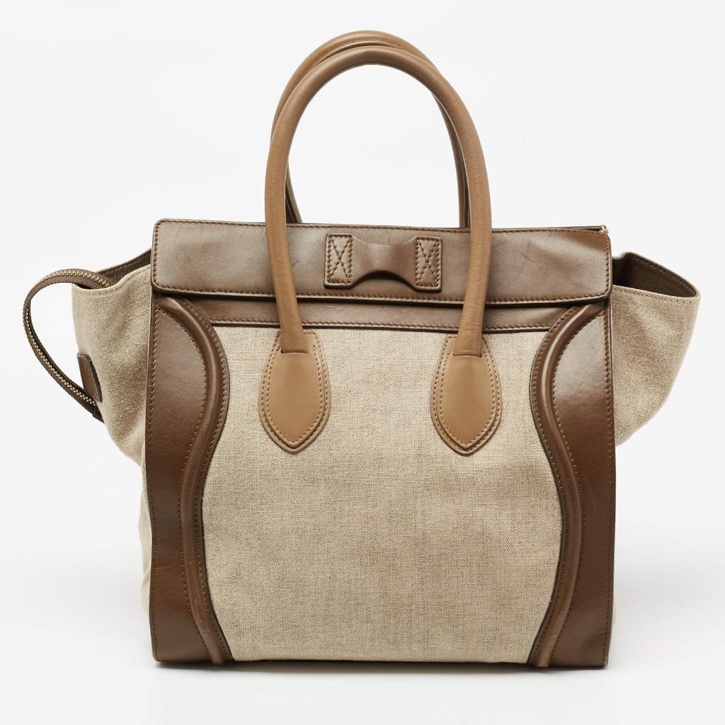 商品[二手商品] Celine|Celine Khaki Green Canvas and Leather Mini Luggage Tote,价格¥5793,第6张图片详细描述