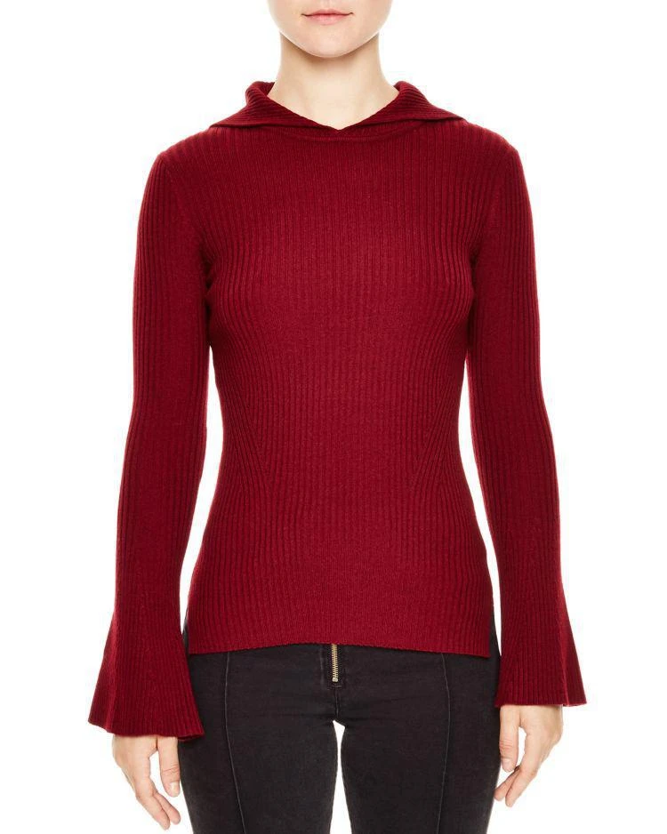 商品Sandro|Detroit Hooded Ribbed-Knit Sweater,价格¥1018,第1张图片