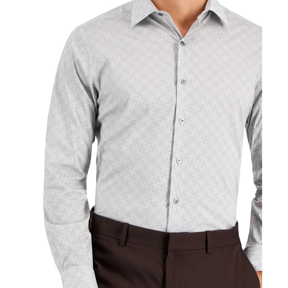 商品Alfani|Men's Slim Fit 2-Way Stretch Stain Resistant Houndbone Geo Dress Shirt, Created for Macy's,价格¥184,第3张图片详细描述