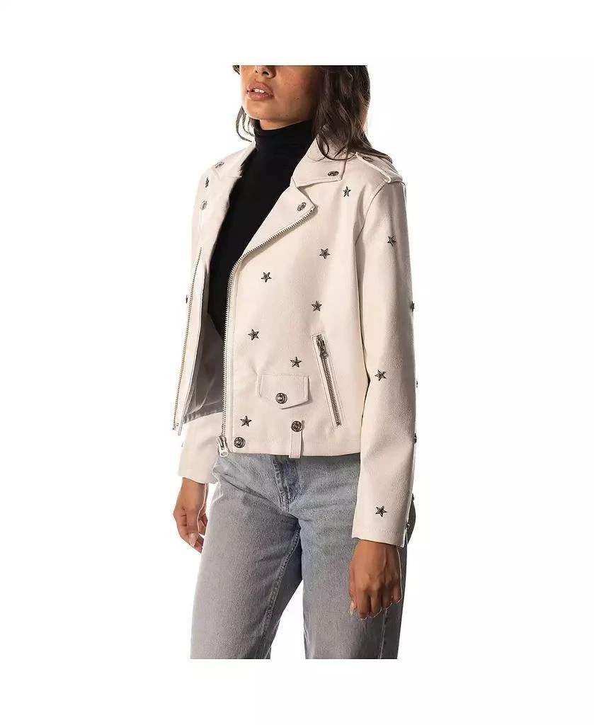 商品The Wild Collective|Women's White Dallas Cowboys Faux Leather Full-Zip Racing Jacket,价格¥886,第2张图片详细描述