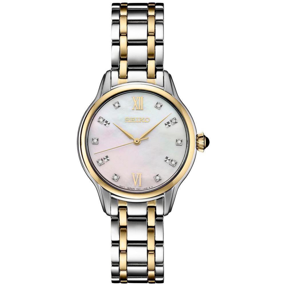 商品Seiko|Women's Diamond (1/10 ct. t.w.) Two Tone Bracelet Watch 30mm,价格¥2931,第1张图片