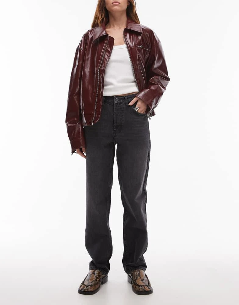 商品Topshop|Topshop Runway mid rise straight jean in washed black,价格¥476,第1张图片