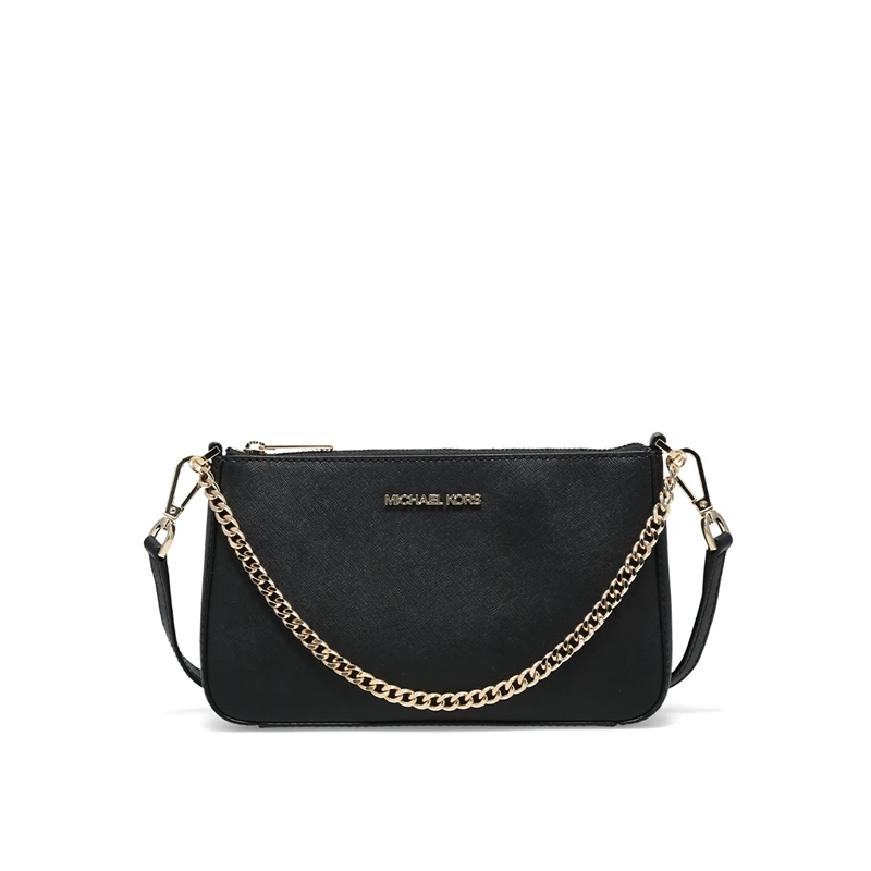 商品Michael Kors|Michael Kors 奥莱款 Jet Set Travel中号女士牛皮革单肩斜挎手提包 35S0GTVU6L BLACK,价格¥1332,第1张图片