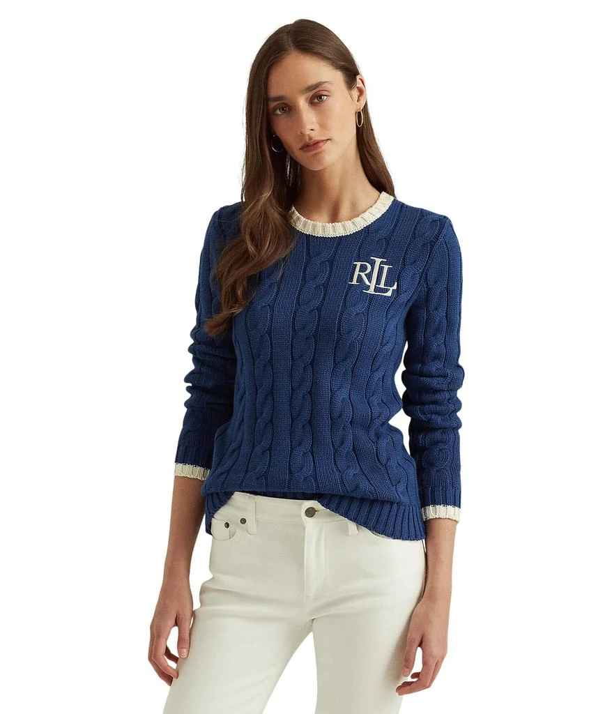 商品Ralph Lauren|Monogram Cable-Knit Cotton Sweater,价格¥545,第1张图片