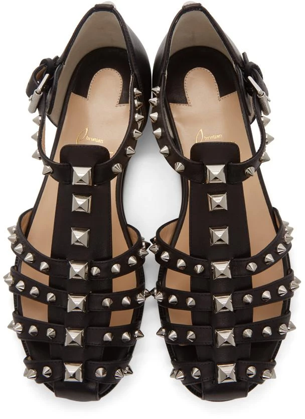 商品Christian Louboutin|Black LoubiClou Flat Sandals,价格¥6955,第5张图片详细描述