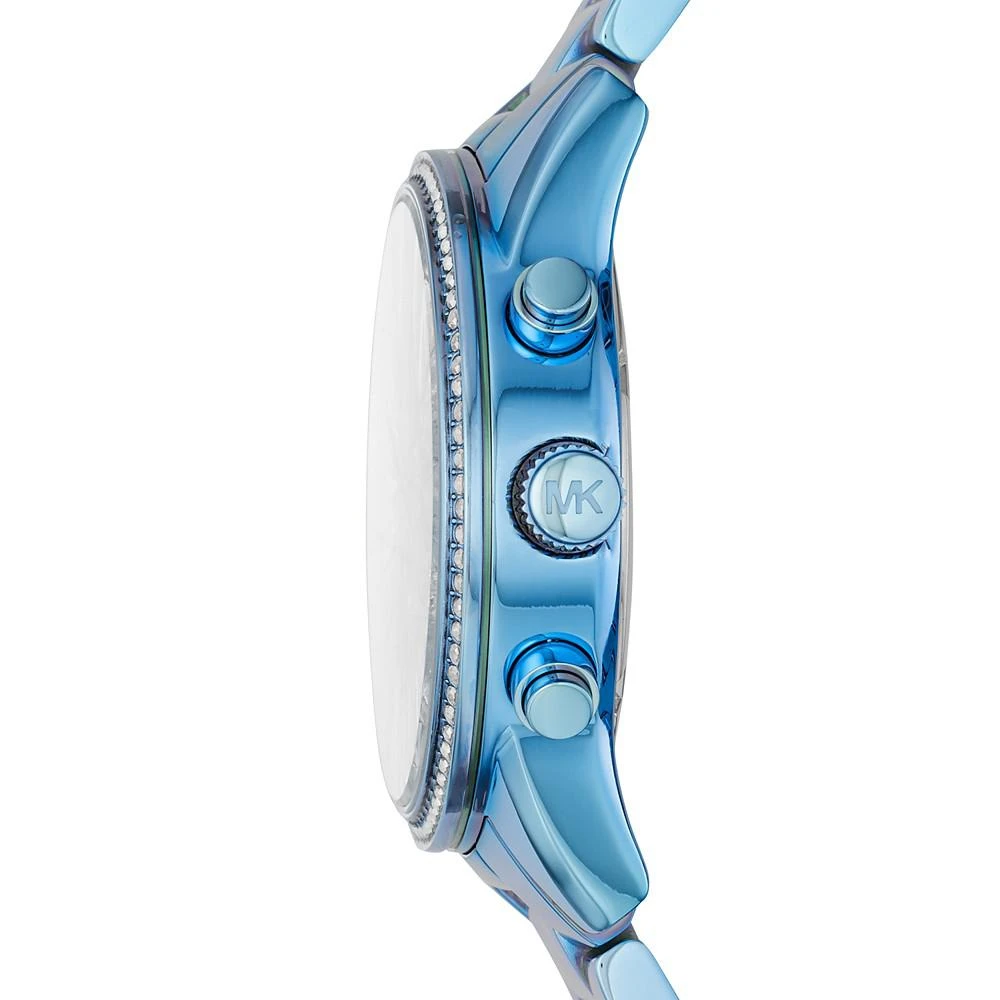 商品Michael Kors|Women's Ritz Iridescent Blue IP Stainless Steel Bracelet Watch 37mm,价格¥1556,第2张图片详细描述