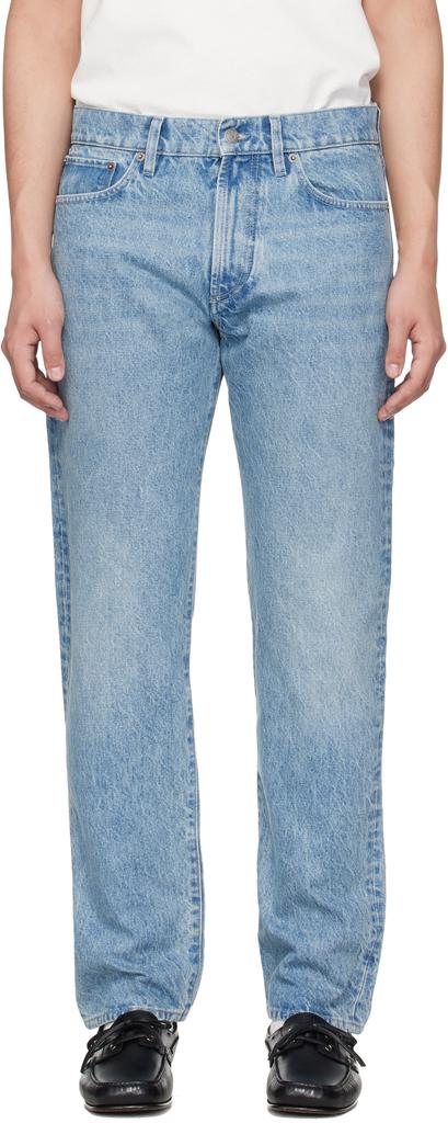 Calça de ganga azul de corte reto image 2