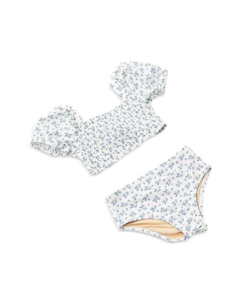 Girls' Cottage Floral Smocked Puff Sleeved Two Piece Swimsuit - Little Kid, Big Kid 商品