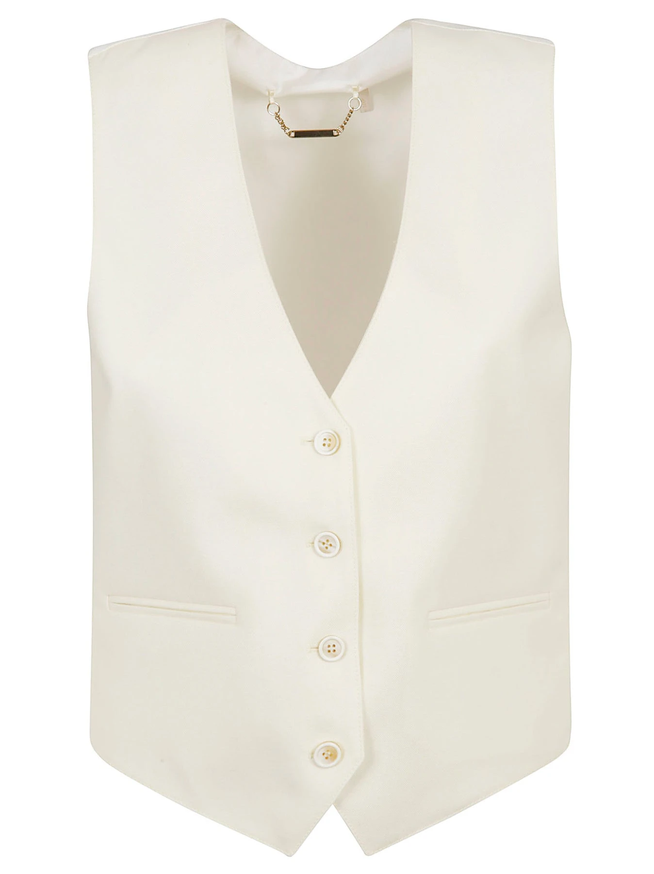 商品Chloé|CHLOE'  女士珍珠白色羊毛纽扣开合马甲 C22SGI01-066-24T,价格¥5227,第1张图片