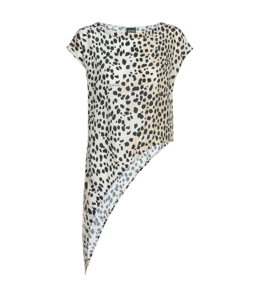 Just Cavalli Leopard-Printed Asymmetric T-Shirt商品第1张图片规格展示