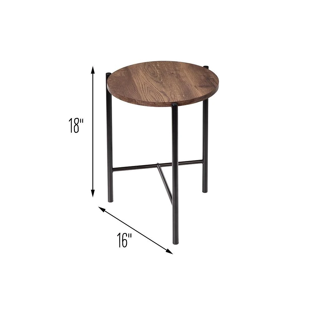 商品Honey Can Do|Round Side Table with T-Pattern Base,价格¥276,第2张图片详细描述