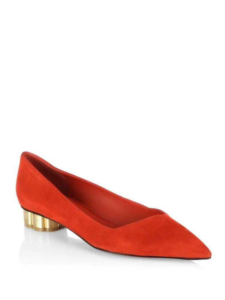 商品Salvatore Ferragamo|Bari Flower Heel Suede Flats,价格¥1784,第1张图片