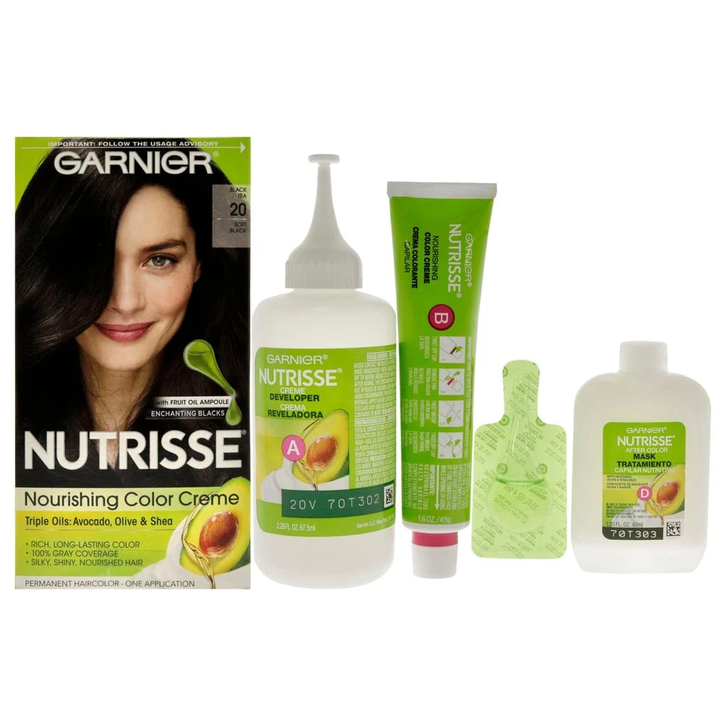 商品Garnier|Garnier Nutrisse Nourishing Color Creme - #20 Soft Black For Unisex 1 Application Hair Color,价格¥124,第3张图片详细描述