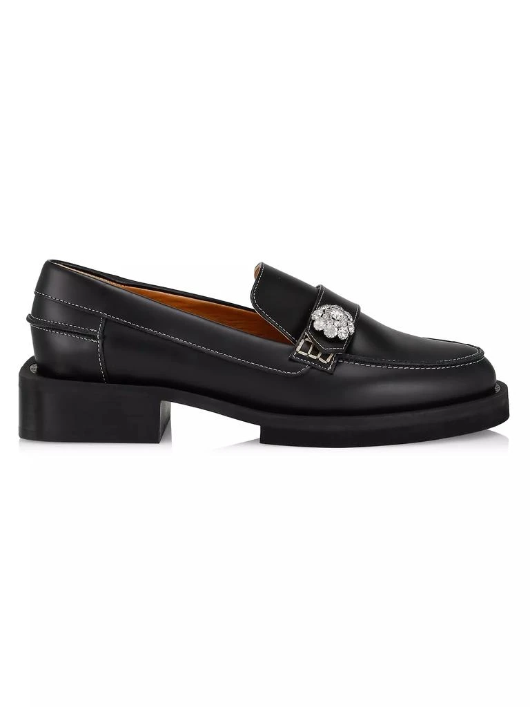 商品Ganni|Leather Jewel Loafers,价格¥1595,第1张图片