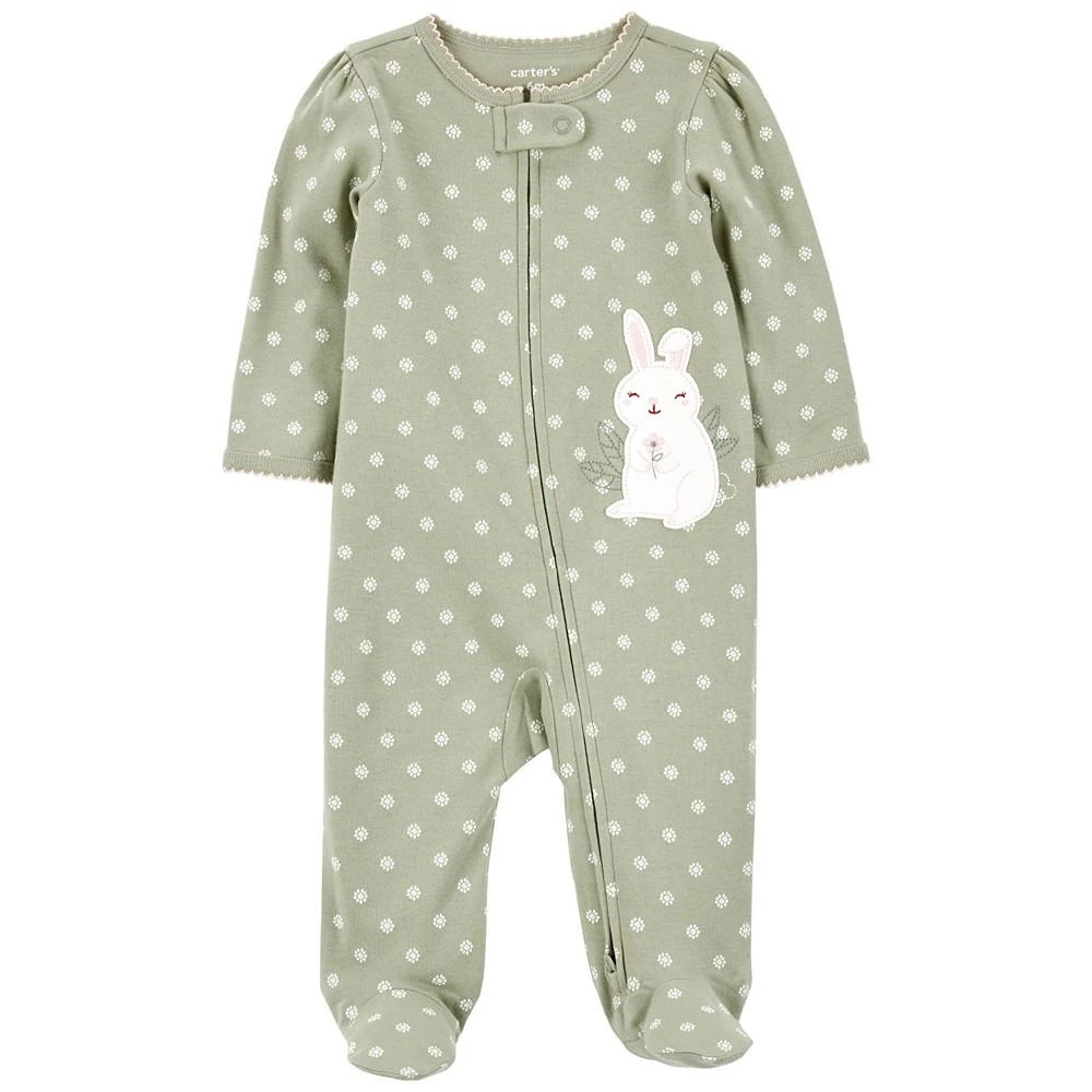 商品Carter's|Baby Girls Bunny Zip Up Cotton Sleep and Play,价格¥84,第1张图片