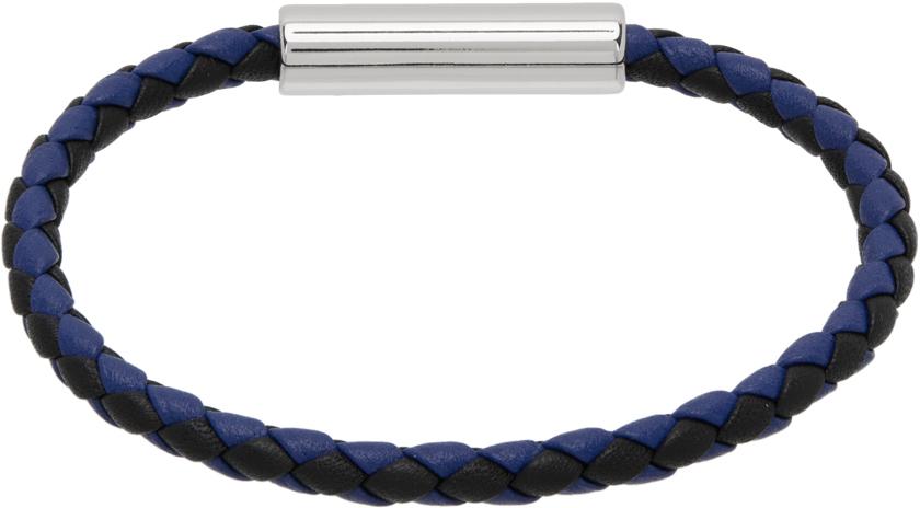 Blue & Black Braided Leather Bracelet商品第2张图片规格展示