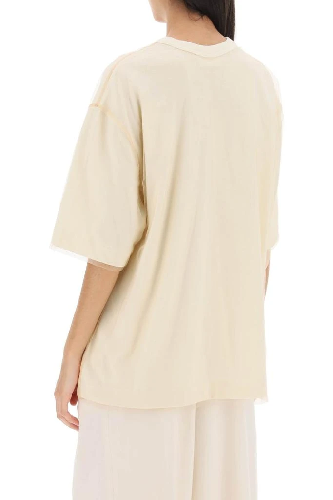 商品AMI|Jersey And Tulle T Shirt With Rhinestone Studded Logo,价格¥3643,第4张图片详细描述