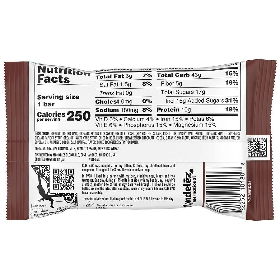 商品Clif Bar|Energy Bar, Non-GMO, Plant Based Protein Chocolate Brownie,价格¥17,第2张图片详细描述