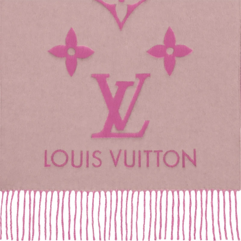 商品Louis Vuitton|【预售十天】路易威登 23年早春新款 REYKJAVIK系列 男士粉色纯山羊绒老花图案围巾M76066,价格¥6505,第5张图片详细描述