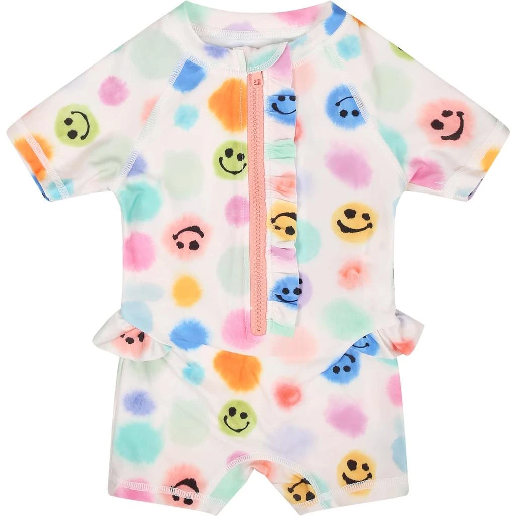商品MOLO|White Swimsuit For Babykids With Polka Dots And Smile,价格¥730,第1张图片