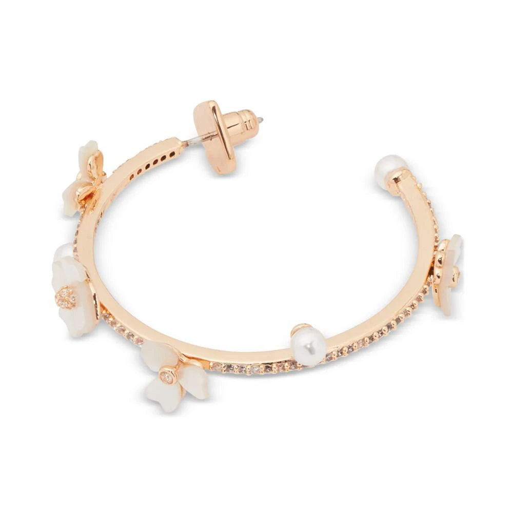 商品Kate Spade|Gold-Tone Medium Cubic Zirconia, Imitation Pearl & Mother-of-Pearl Flower Scatter C-Hoop Earrings. 1.87",价格¥497,第2张图片详细描述