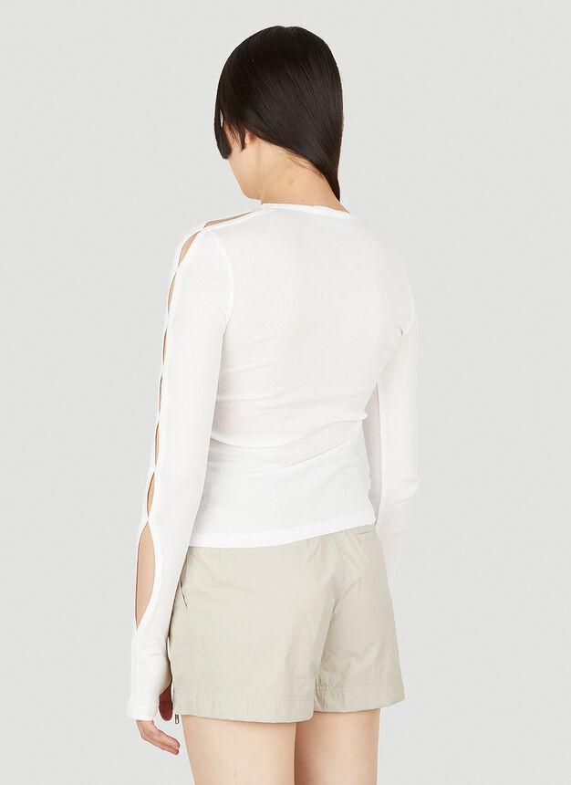 商品Helmut Lang|Slash Sleeve Base Top in White,价格¥1449,第6张图片详细描述
