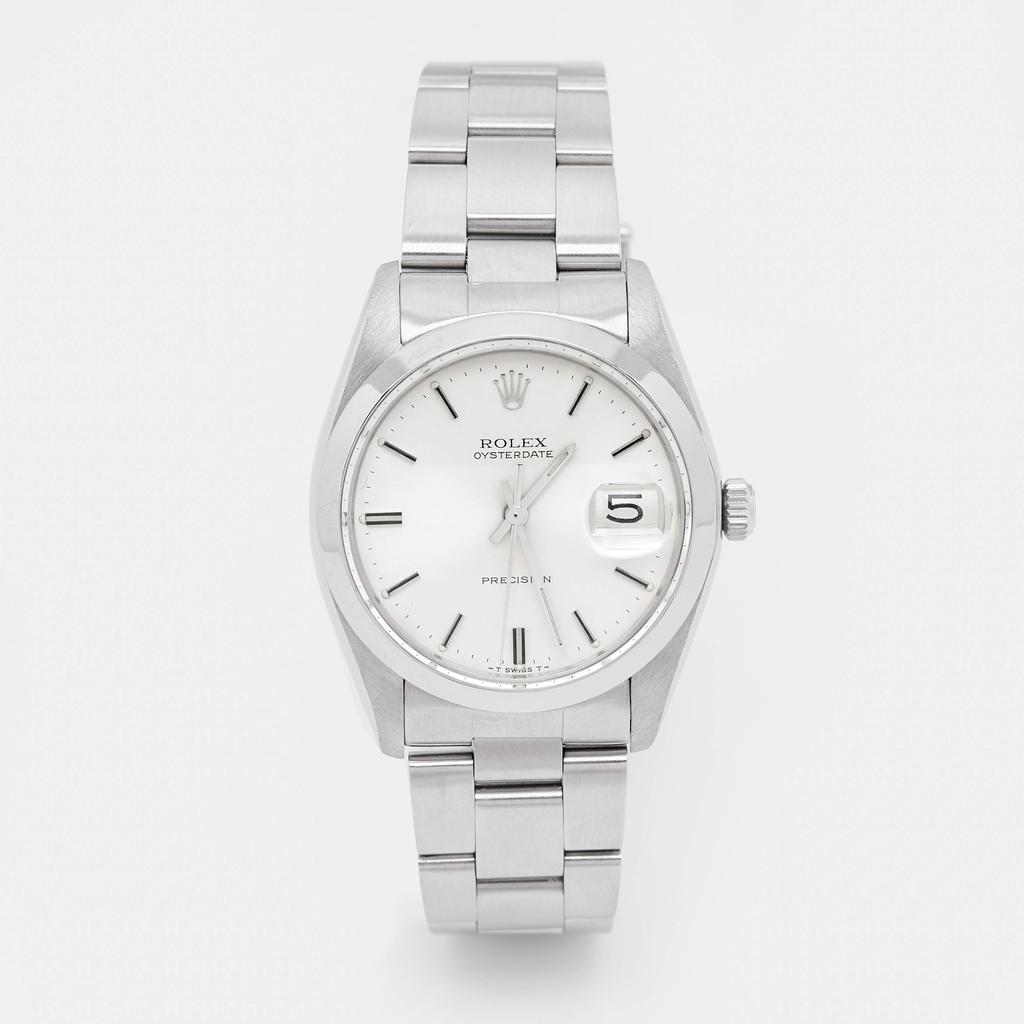 Rolex Silver Stainless Steel Oyster Date Precision 6694 Men's Wristwatch 35 mm商品第1张图片规格展示