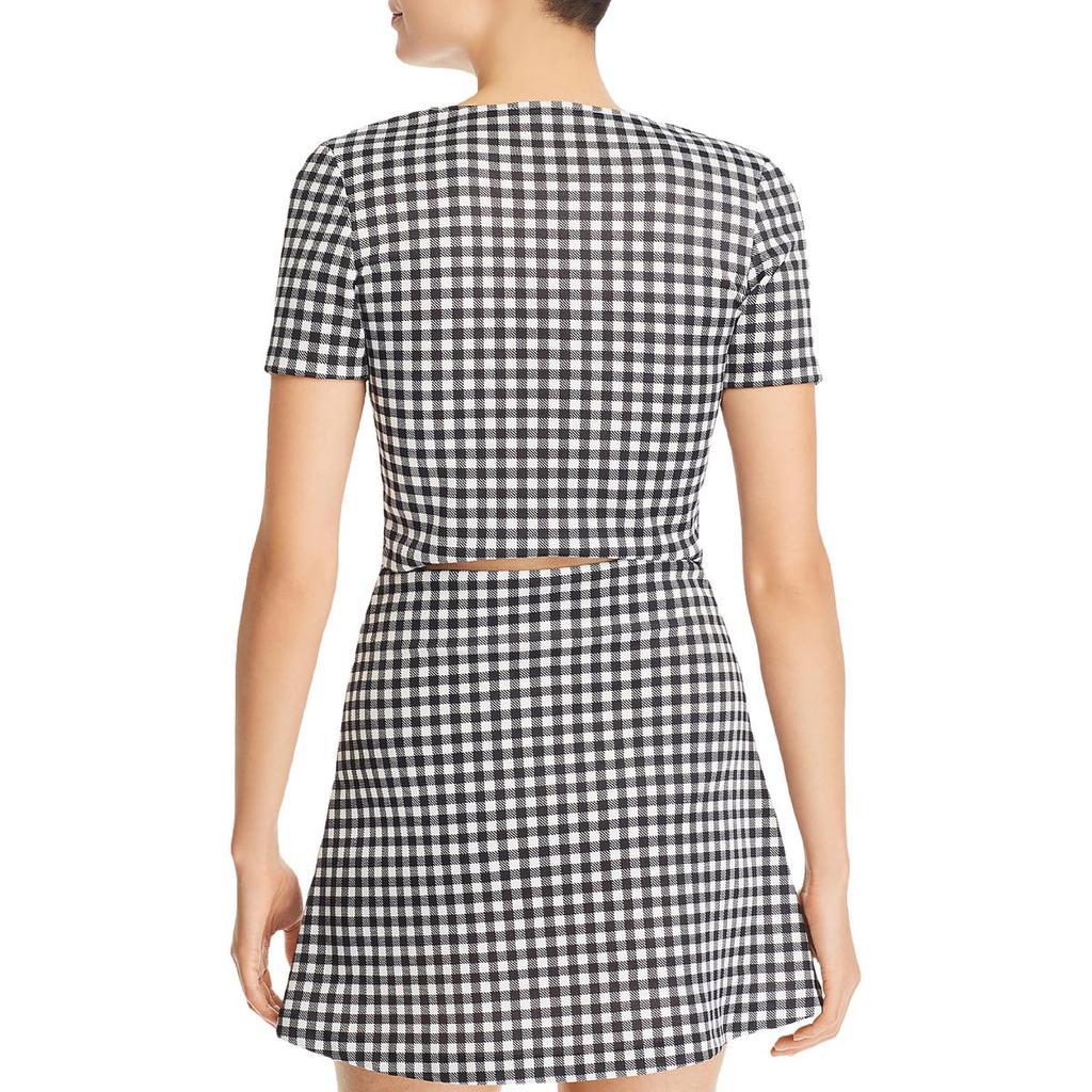 商品AQUA|Aqua Womens Checkered Short Crop Top,价格¥45-¥59,第4张图片详细描述