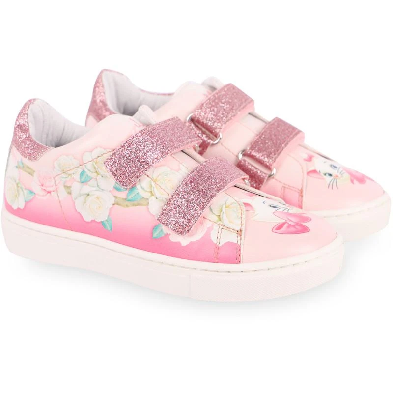 商品MONNALISA|Glittery straps floral sneakers in pink,价格¥1394,第1张图片