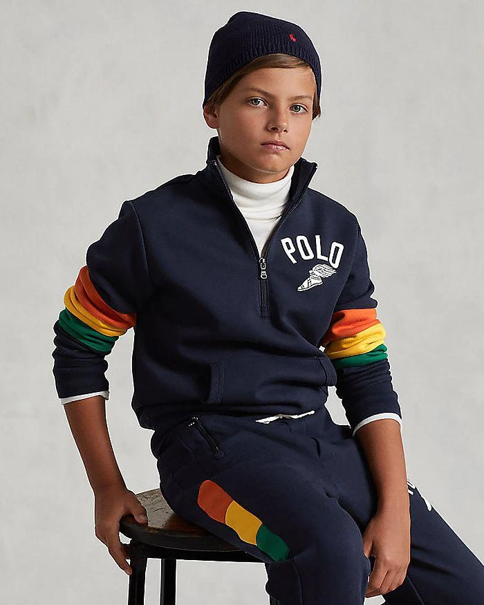 商品Ralph Lauren|Boys' Logo Double Knit Quarter Zip Sweatshirt - Little Kid,价格¥258,第4张图片详细描述