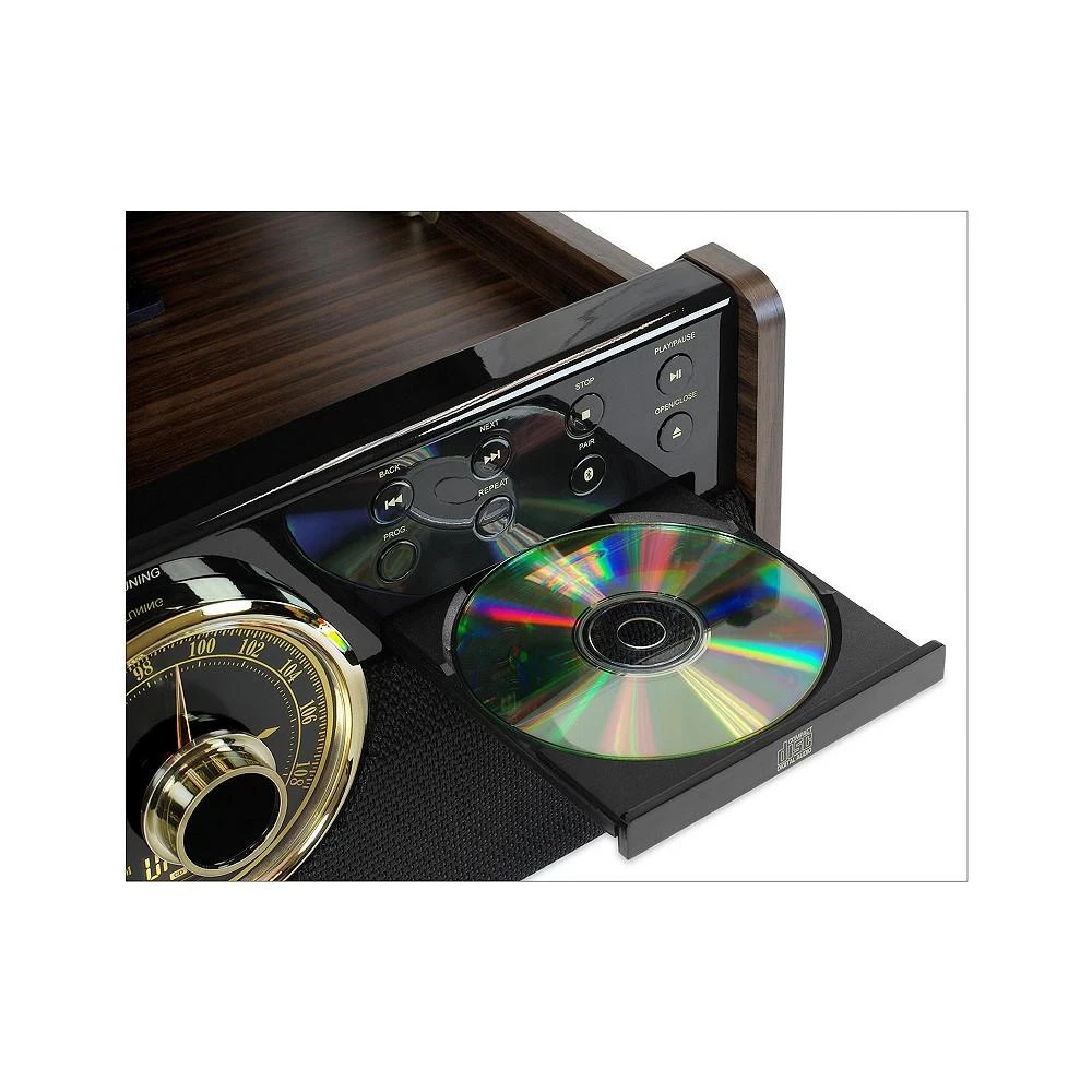 商品Innovative Technology|Victrola 6-in-1 Wood Empire Mid Century Modern Bluetooth Record Player with 3-Speed Turntable, CD, Cassette Player and Radio,价格¥1344,第2张图片详细描述