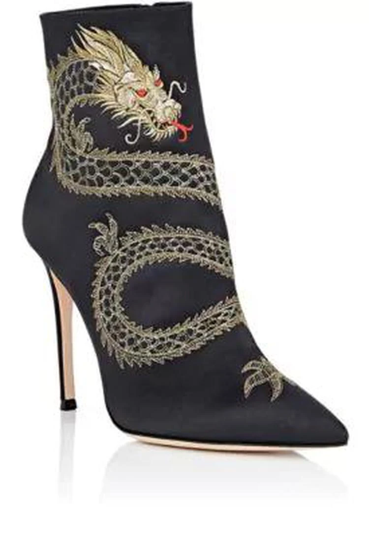 商品Gianvito Rossi|绣龙踝靴,价格¥5794,第2张图片详细描述