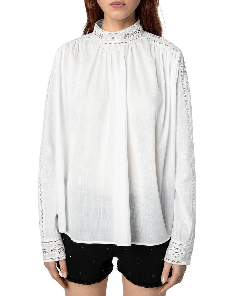 商品Zadig&Voltaire|Teddy Eyelet Trim Blouse,价格¥1318,第1张图片