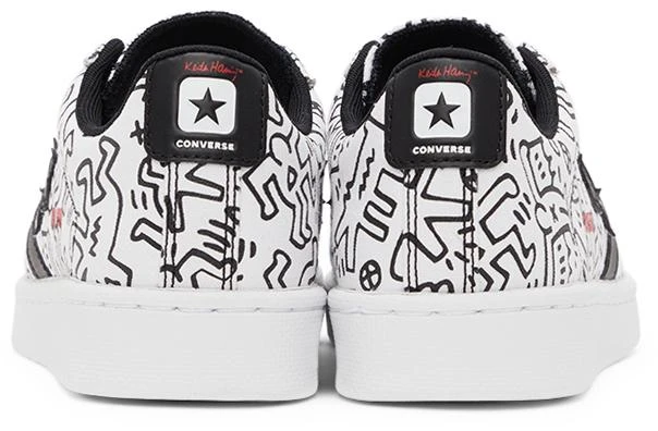 商品Converse|White & Black Keith Haring Edition Leather Pro Ox Sneakers,价格¥384,第4张图片详细描述