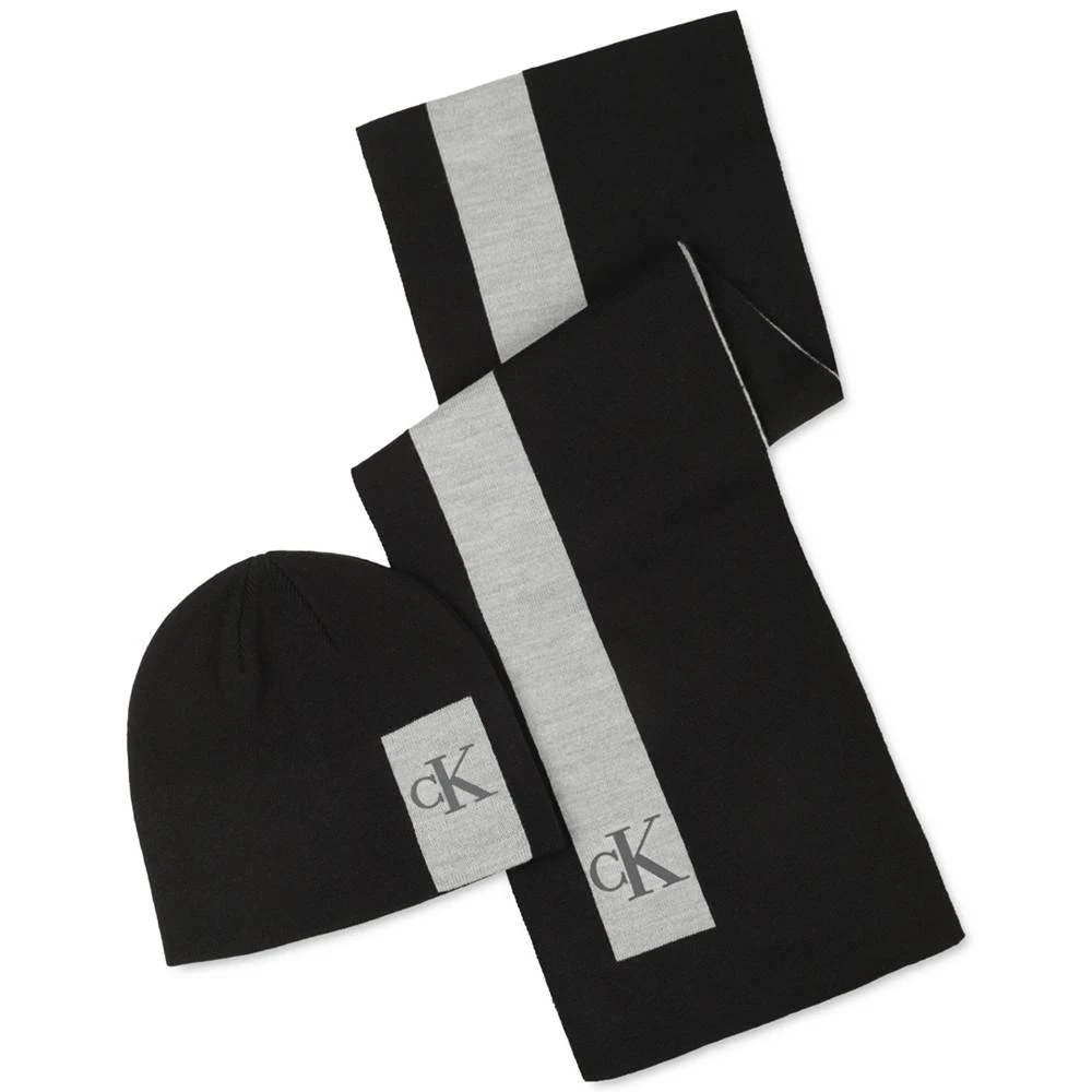 商品Calvin Klein|Men's Silicone CK Monogram Logo Scarf & Beanie Hat Set,价格¥387,第1张图片