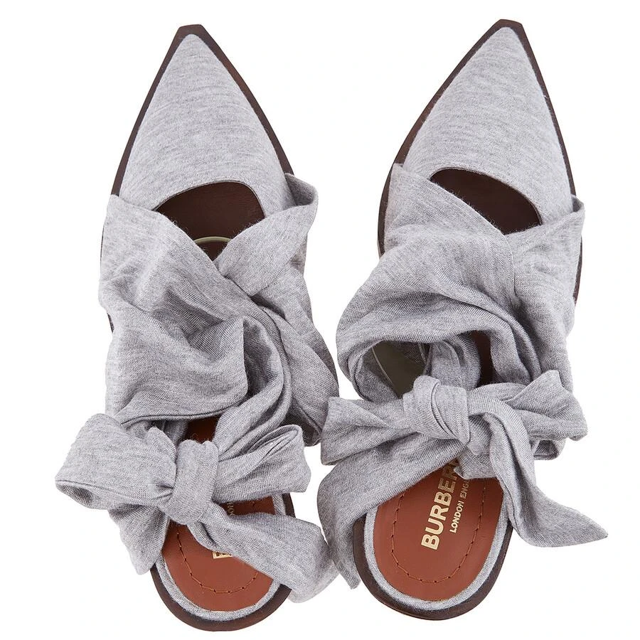 商品Burberry|Pewter Melange Tillington Scarf Tie Detail Jersey Point-toe Mules,价格¥1197,第3张图片详细描述