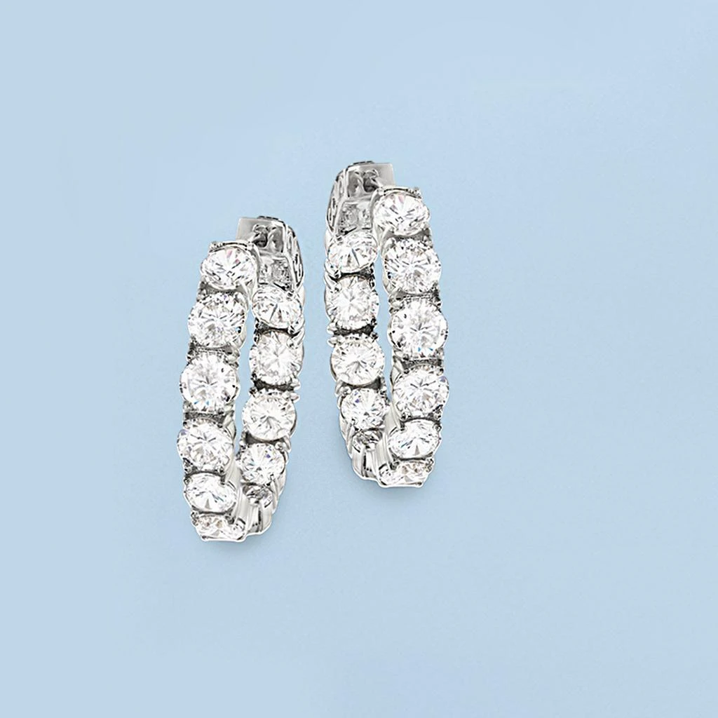 商品Ross-Simons|Ross-Simons CZ Inside-Outside Hoop Earrings in Sterling Silver,价格¥962,第3张图片详细描述