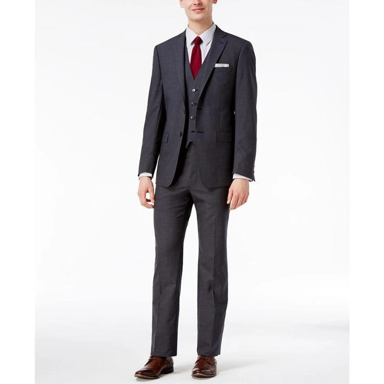 商品Calvin Klein|Men's Slim-Fit Black and Charcoal Neat Vested Suit,价格¥1465,第1张图片