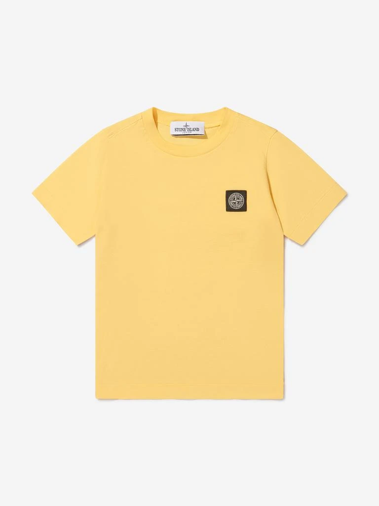 商品Stone Island|Stone Island Pink, Yellow, Blue, Cream, Lilac, Navy Boys Cotton Short Sleeve Logo T-Shirt,价格¥419,第5张图片详细描述