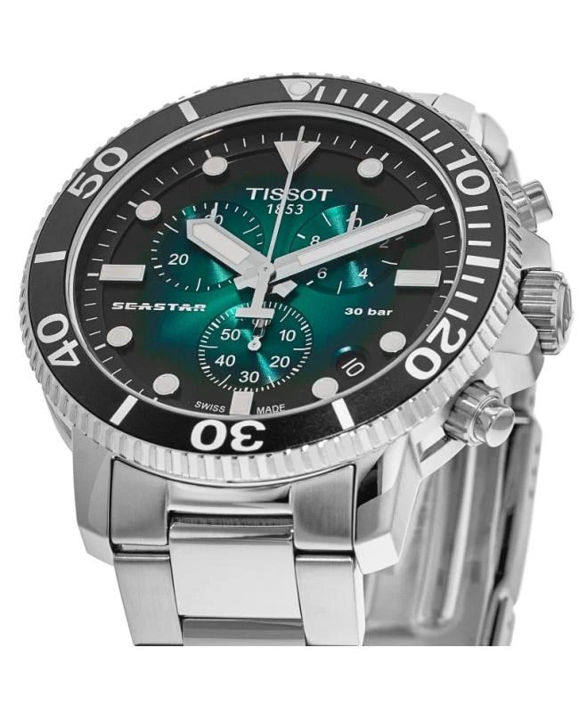 商品Tissot|Tissot Seastar 1000 Chronograph Green Dial Steel Men's Watch T120.417.11.091.01,价格¥3103,第3张图片详细描述