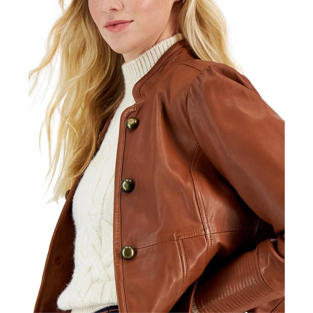 商品Tommy Hilfiger|Women's Band-Collar Decorative-Button Leather Jacket,价格¥2177,第3张图片详细描述