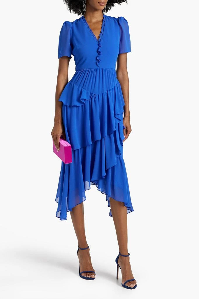 商品Badgley Mischka|Asymmetric tiered crepe dress,价格¥1636,第2张图片详细描述