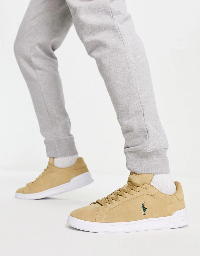 商品Ralph Lauren|Polo Ralph Lauren suede heritage court trainer with pony logo in tan,价格¥473,第1张图片