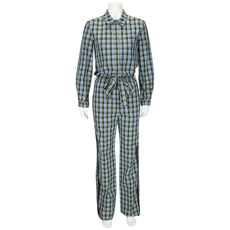 商品Burberry|Burberry Ladies Azure Blue Lampton Check Tie Waist Jumpsuit, Brand Size 8 (US Size 6),价格¥3374,第1张图片详细描述
