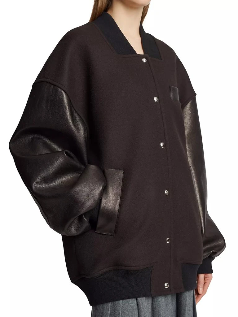 商品Khaite|Spencer Wool &amp; Leather Varsity Jacket,价格¥28470,第4张图片详细描述