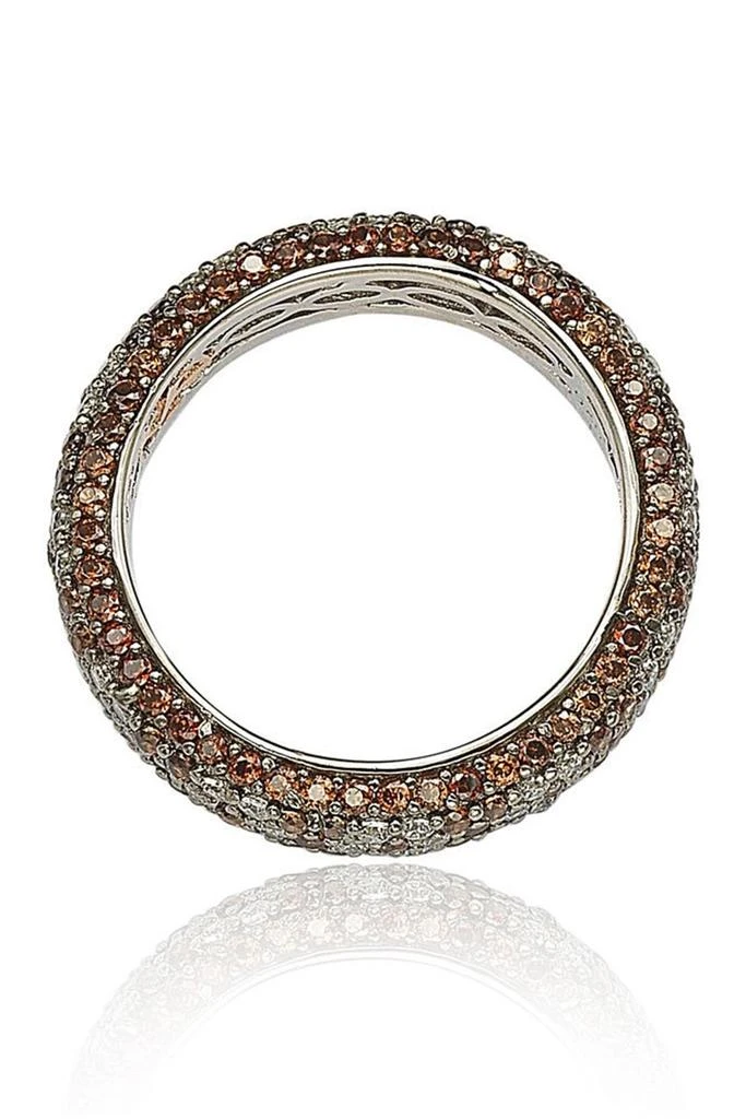 商品Suzy Levian|Sterling Silver Brown & White Cubic Zirconia Flower Eternity Band Ring,价格¥927,第3张图片详细描述