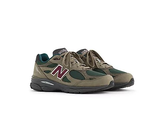 商品New Balance|男款 新百伦 990v3 美产 休闲鞋 橄榄绿 军绿色,价格¥1503,第2张图片详细描述