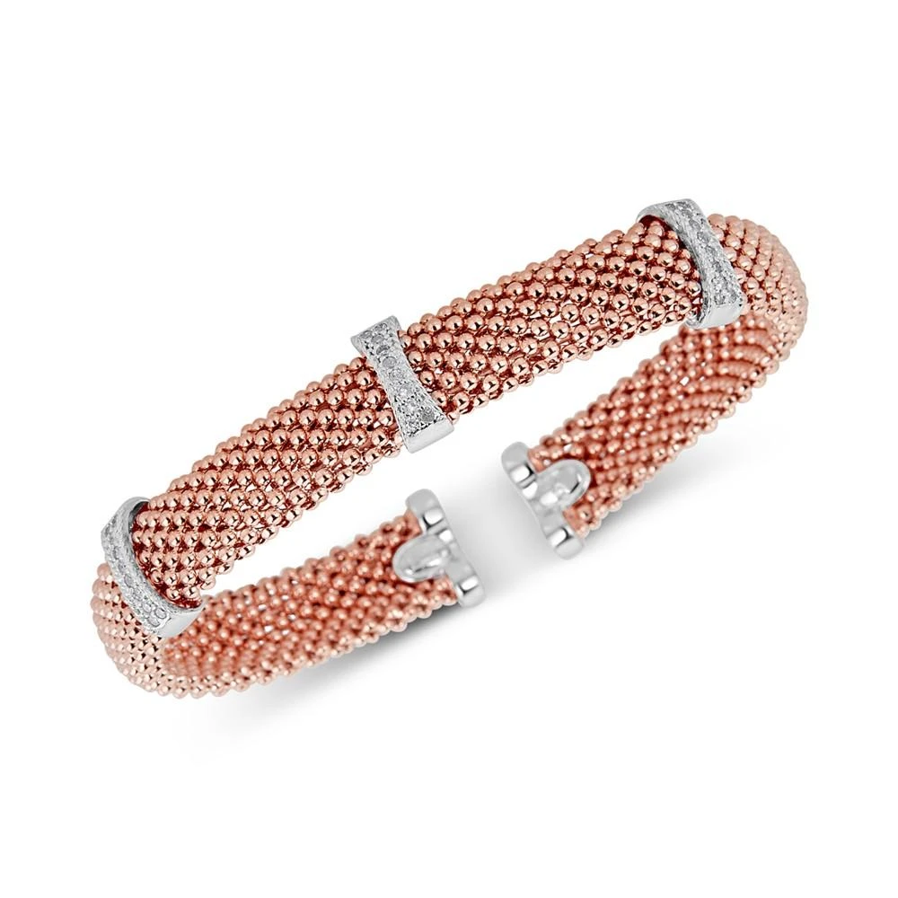 商品Macy's|Diamond Mesh-Look Station Bangle Bracelet (1/4 ct. t.w.) in Sterling Silver & 14k Rose Gold-Plated Sterling Silver,价格¥5232,第1张图片