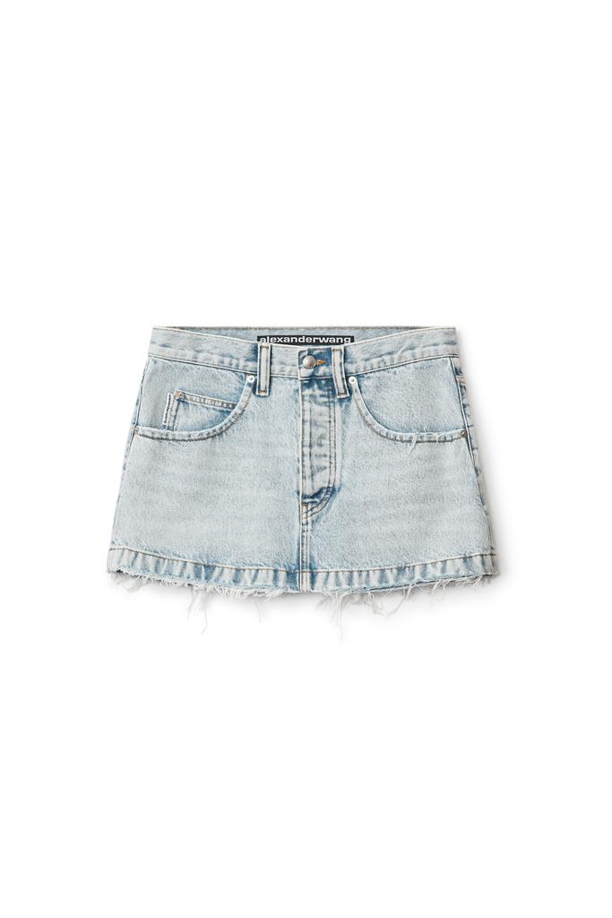 FRAYED EDGE LOW-RISE MINI SKIRT IN DENIM商品第1张图片规格展示