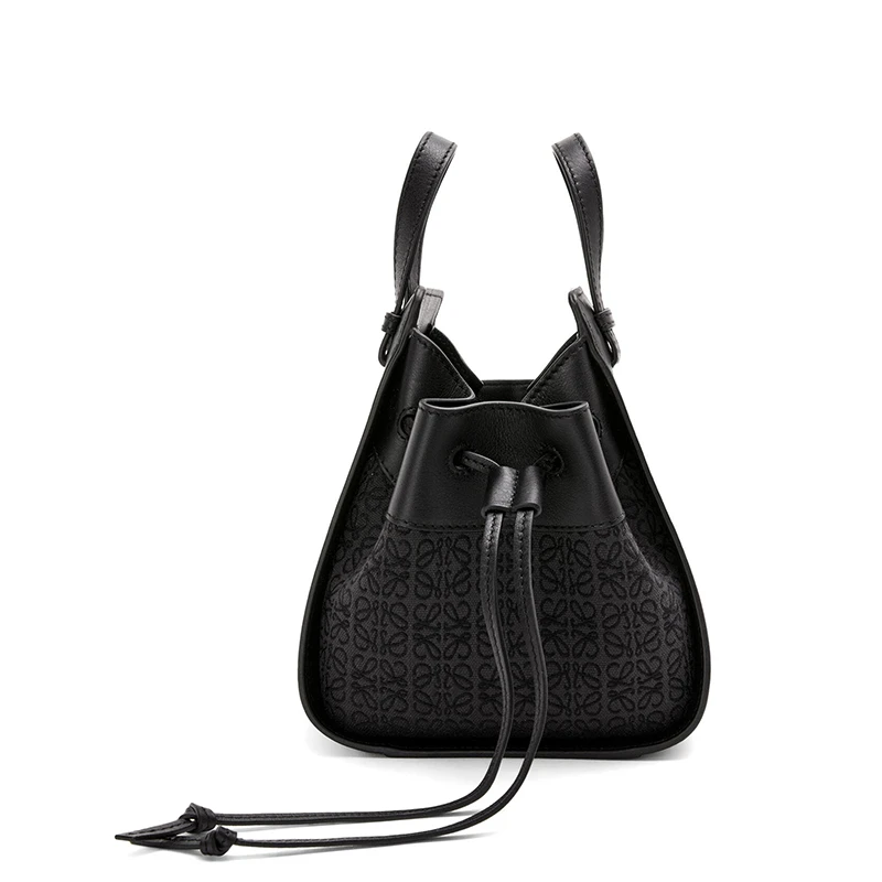 【包税】LOEWE/罗意威 2021秋冬新款 Hammock系列 女士迷你无烟煤色/黑色小牛皮抽绳封口吊床束带单肩手提包0010592947 商品